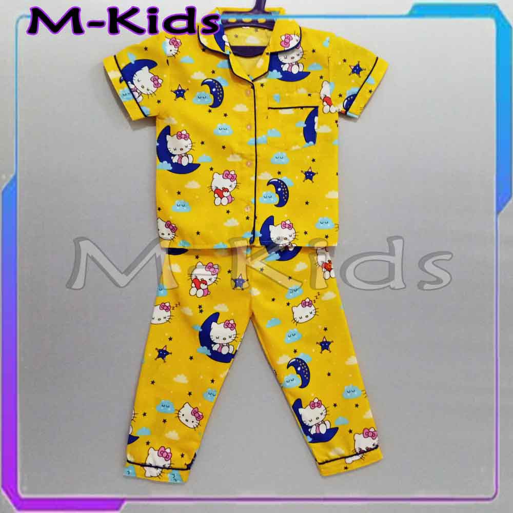 MKids88 - Baju Setelan Katun Piyama Anak Gambar Hello Kitty Keropi Beruang &amp; Kuda Pony