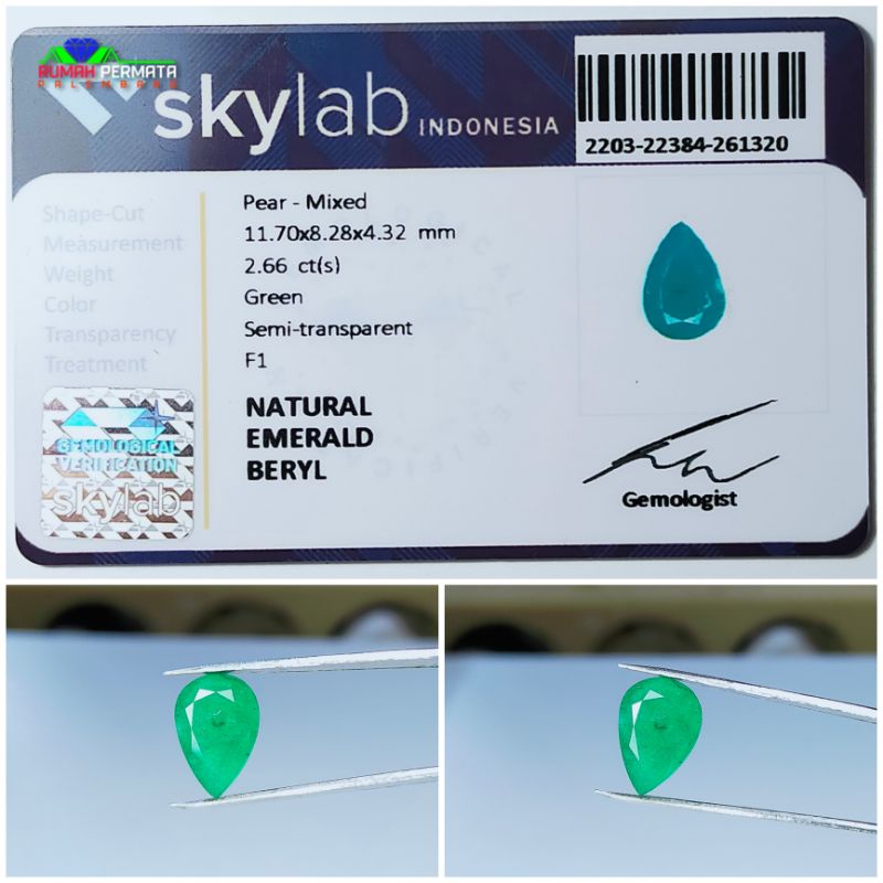 Batu Permata Emerald Beryl Zamrud Natural Asli Original Bersertifikat