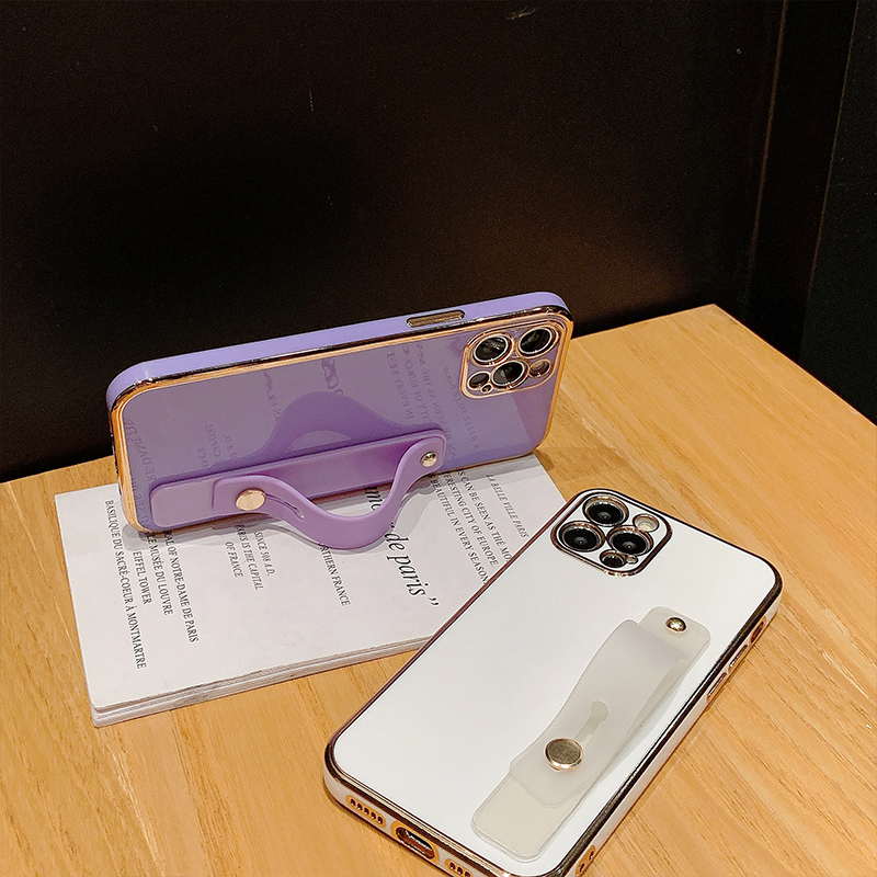 6D electroplating all-inclusive phone case dengan pergelangan tangan cocok untuk iPhone 12 / 12pro 12 mini iPhone 11/11 promax 7/8 / se iPhone 7plus / 8plus 6s / 6splus phone case