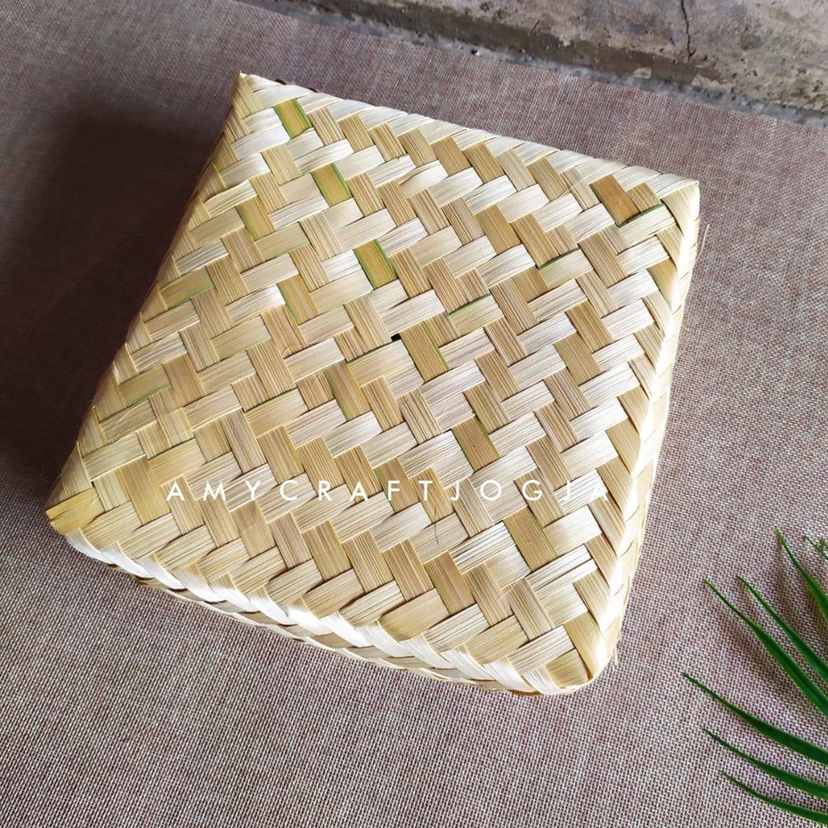 Besek anyaman bambu Natural 25 x 25 x 8 cm/ sepasang besek bambu makanan murah/ besek baru