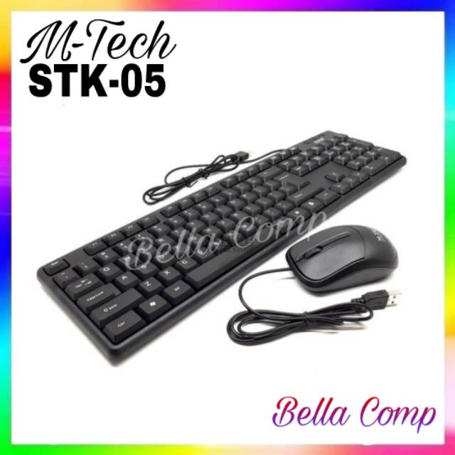 Keyboard+mouse murah bundle standard wired m-tech stk-05 paket