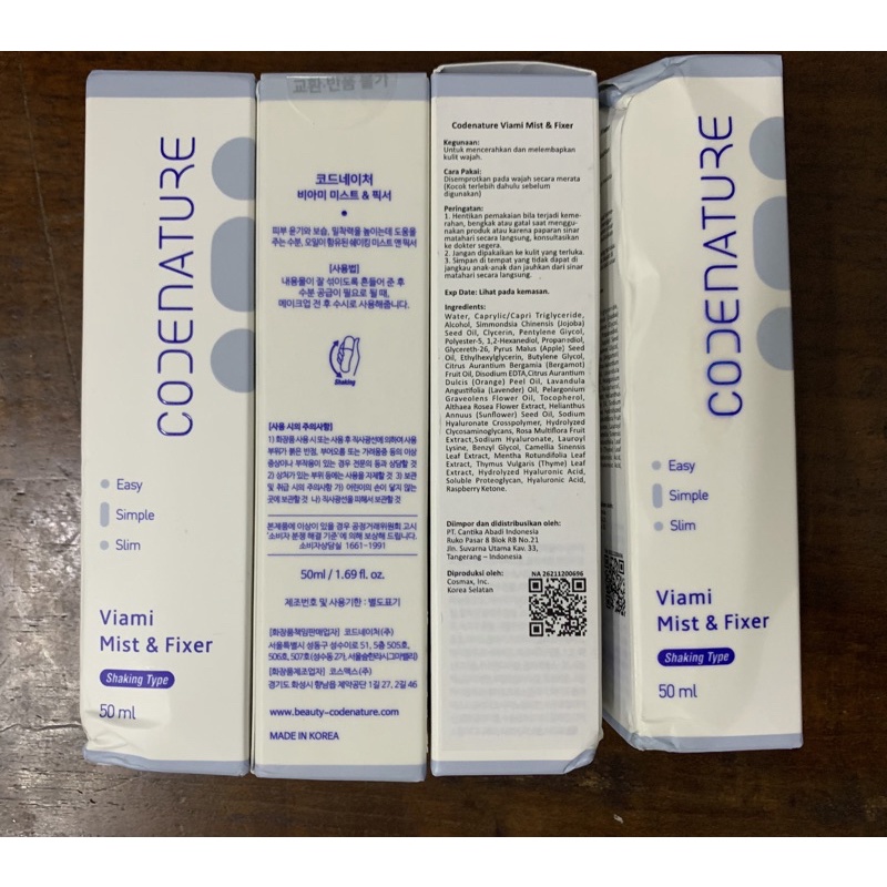 Codenature viami mist & fixer 50ml NEW exp 2023