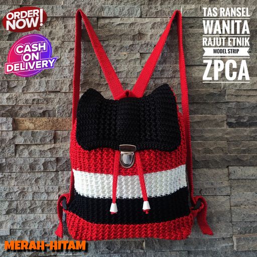 Tas Ransel Rajut Wanita Strip Milenial Terlaris