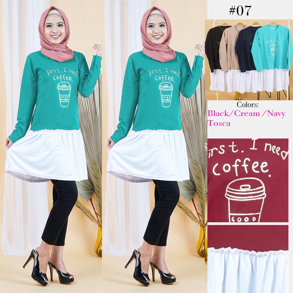 Baju atasan Tunik fashion muslimah Cofee