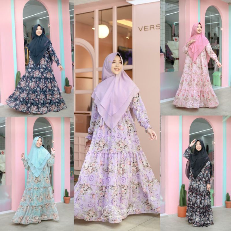 Gamis Syari Gamis Terbaru Gamis Aurora Gamis set plus khimar/ Hijab