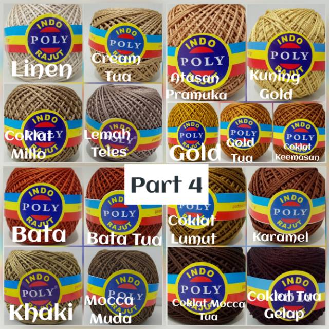 (Part 3) Benang Rajut Poly Indo / Polyindo / Poli Indo / Poly Indo 100gram