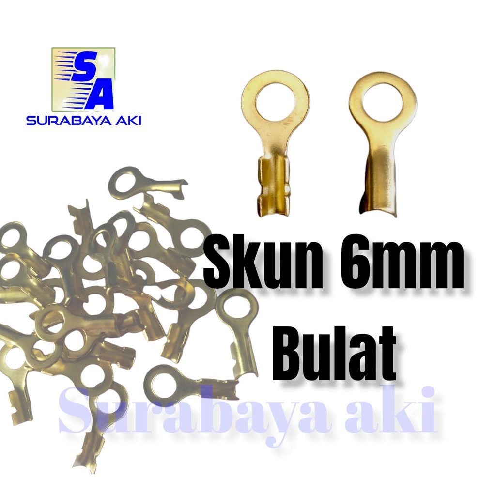 skun bulat 6mm terminal skun baut skun O terminal O skun bulat 6mm skun ring 6mm skun penghubung kabel aki sepeda listrik