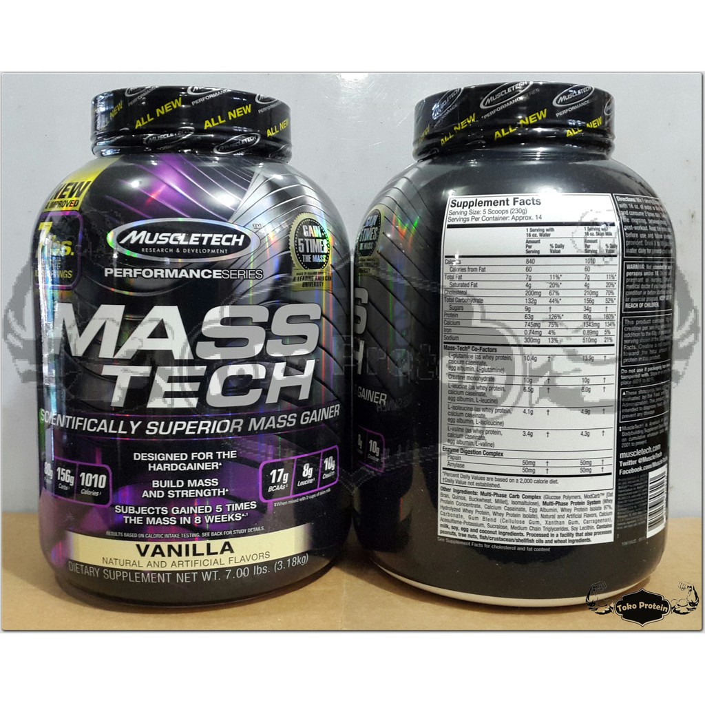 Mass Tech Vanilla 7lbs 7lb 7 lb lbs Gainer Muscletech Masstech