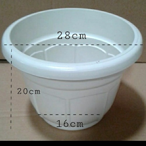 3 Pcs Pot Bunga 30 | Diameter 28 cm | PB 30 Putih Plastik