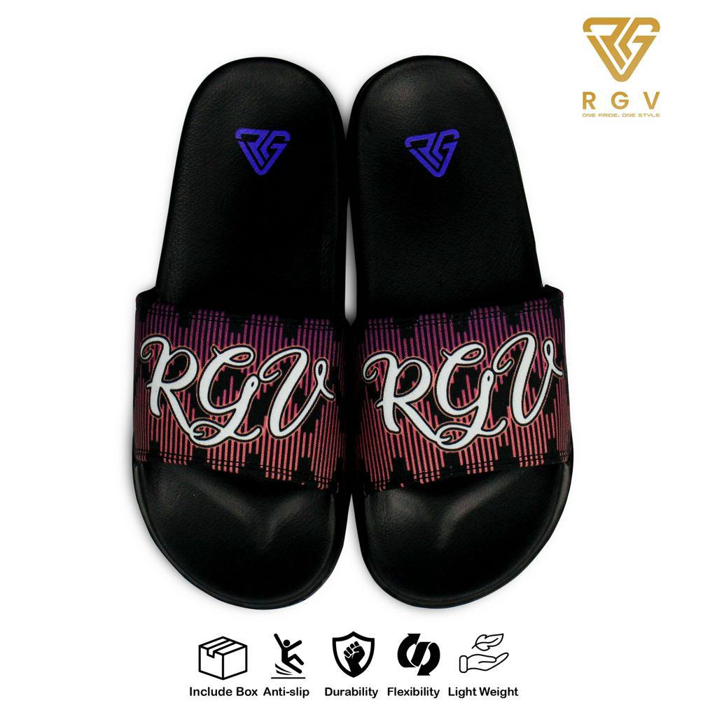 RGV - SANDAL PRIA DAN WANITA SLIDE SLIP ON SENDAL ANTI LICIN RINGAN SELOP NEON LINE PURPLE