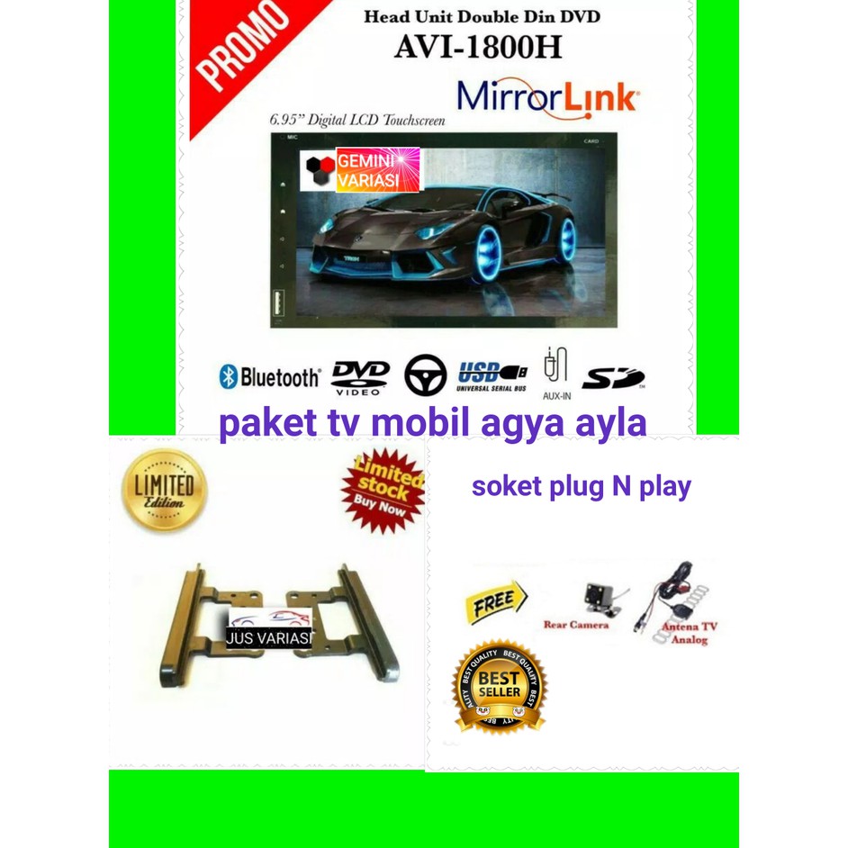 Terlaris paket tape mobil double din mirror link mobil daihatsu ayla