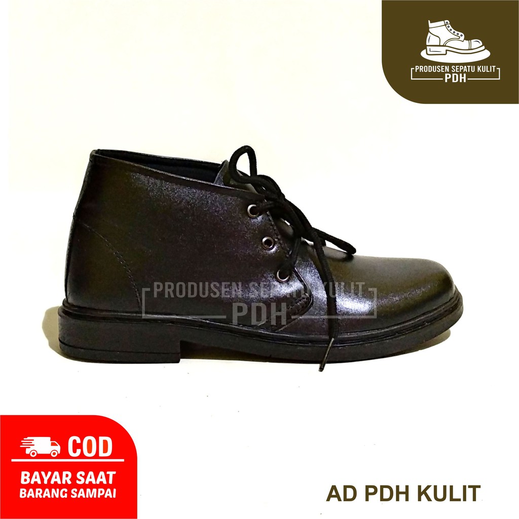 NOTIS - SEPATU PDH KULIT KILAP PRIA PANTOFEL TALI RESLETING SEPATU PDH SATPAM JATAH TNI POLRI SECURITY SEPATU KERJA PRIA