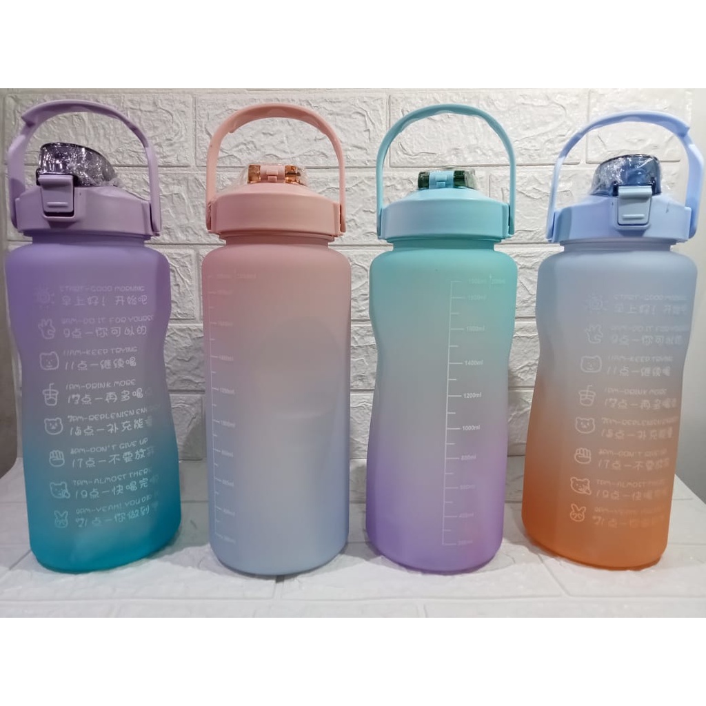 Botol Minum 2 Liter Rainbow BPA Free Premium Free Sticker Lucu/Botol Minum 2L Gradasi