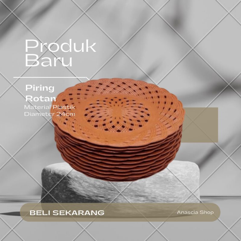 Piring Rotan - Piring Rotan Plastik -Piring Rotan Plastik Anyam - Piring Rotan Plastik Lusinan Isi 1