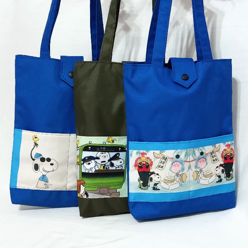 Tote Bag Snoopy Kancing