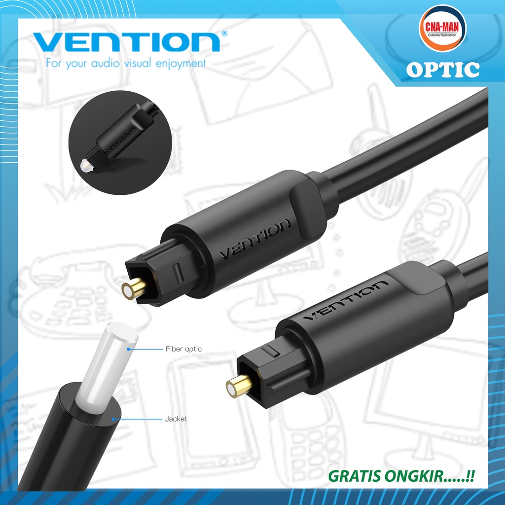 Vention Kabel Audio Digital Optical Toslink Audio Optik Optic 1m 1.5m