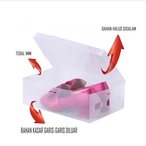 Kotak Sepatu Lipat Plastik Transparant Warna Warni Shoes Box [GSP73]