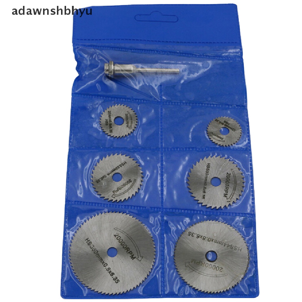 Adawnshbhyu 7Pcs Cutting Disc Mandrel HSS Rotary Circular Saw Blades Alat Cutoff Set