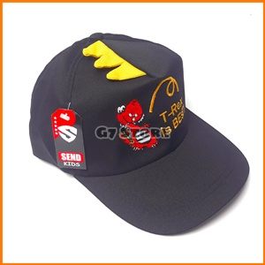 Topi anak laki laki perempuan Dino Motif Tyrex Dinosaurus T-Rex keren umur 2 3 4 5 6 7 8 9 10 tahun thn-hitam_