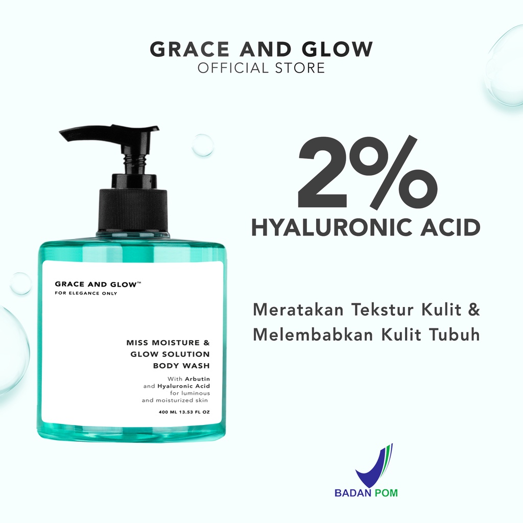 Grace and Glow Miss Moisture &amp; Glow Body Wash 400 ml - Sabun Mandi Cair untuk Melembabkan Kulit with Hyaluronic Acid【BPOM】