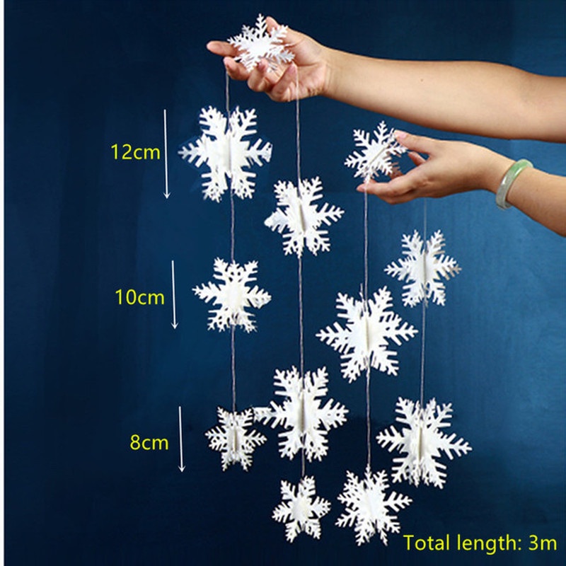 1pc Snowflake Ornaments Decoration With A Length Of About 3M  White Paper  For Xmas House Decoration