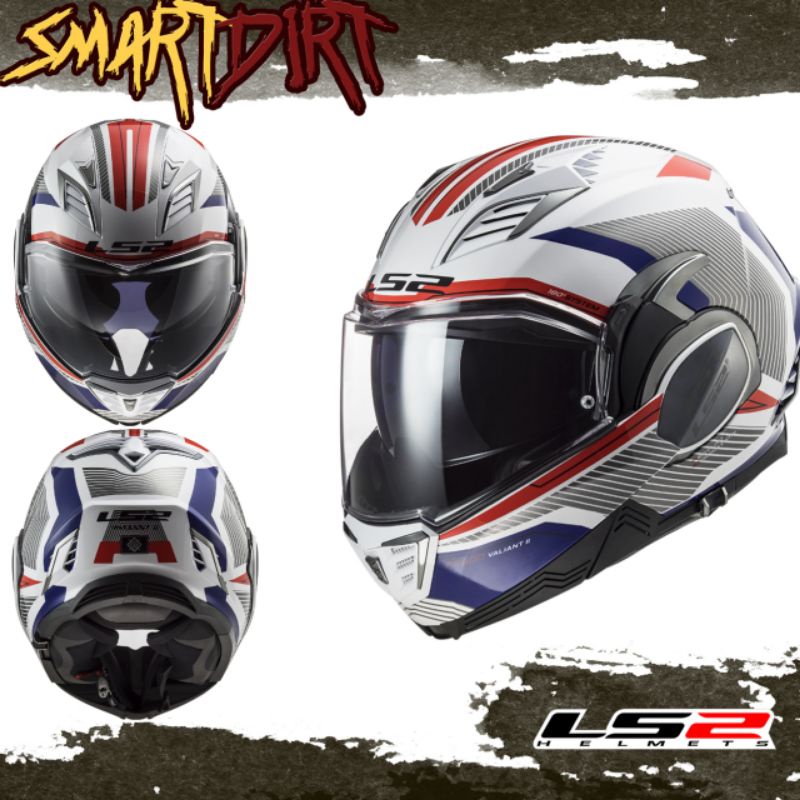 HELM MOTOR DUAL LS2 FF900 VALIANT 2 REVO WHITE HELM MOTOR LS2 VALIANT