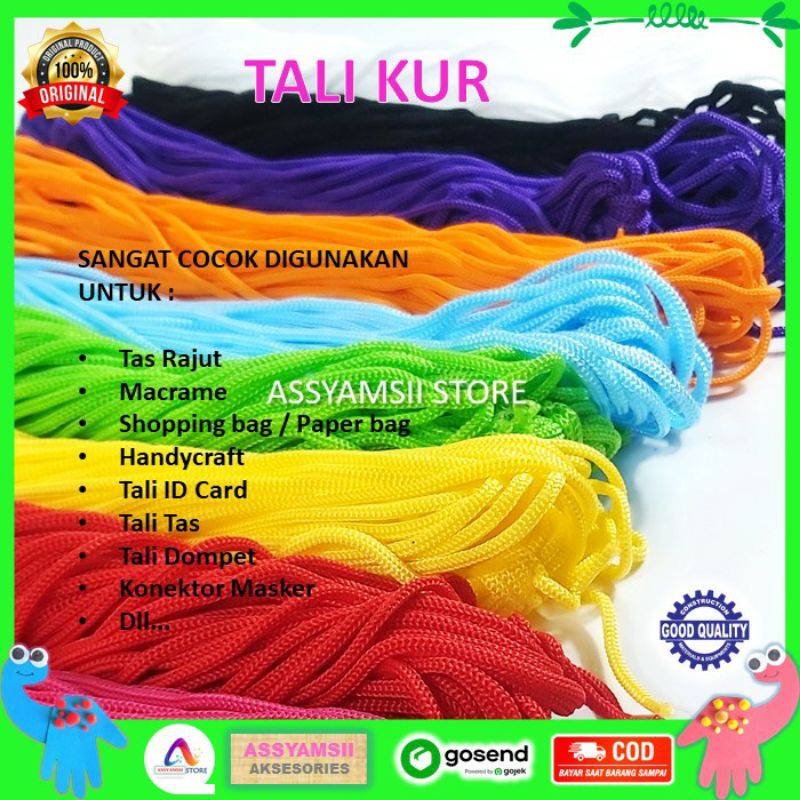 Tali Kur Warna Warni Tas Dompet Macrame Id card Konektor Tali Kur Warna Warni Tas Dompet Macrame Id card Konektor