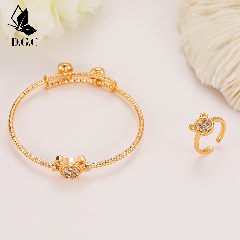 set perhiasan anak titanium anti karat hellokitty kalung titanium wanita anting titanium anti karat gelang wanita D485