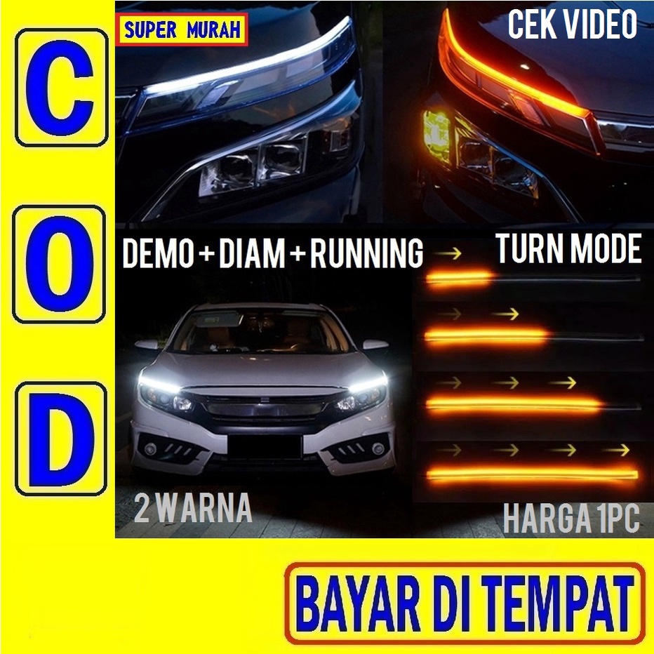 PAC 27JM Led Alis Running 30cm Grade A Mode Demo Welcome Diam Runing Slim Drl Mobil Motor 2 Warna 30