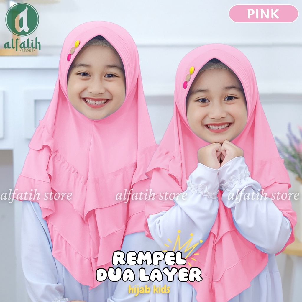 ALFATIH STORE / Jilbab Anak Rempel 2 layer / Kancing 3 Jersey / Jilbab Anak Murah teni