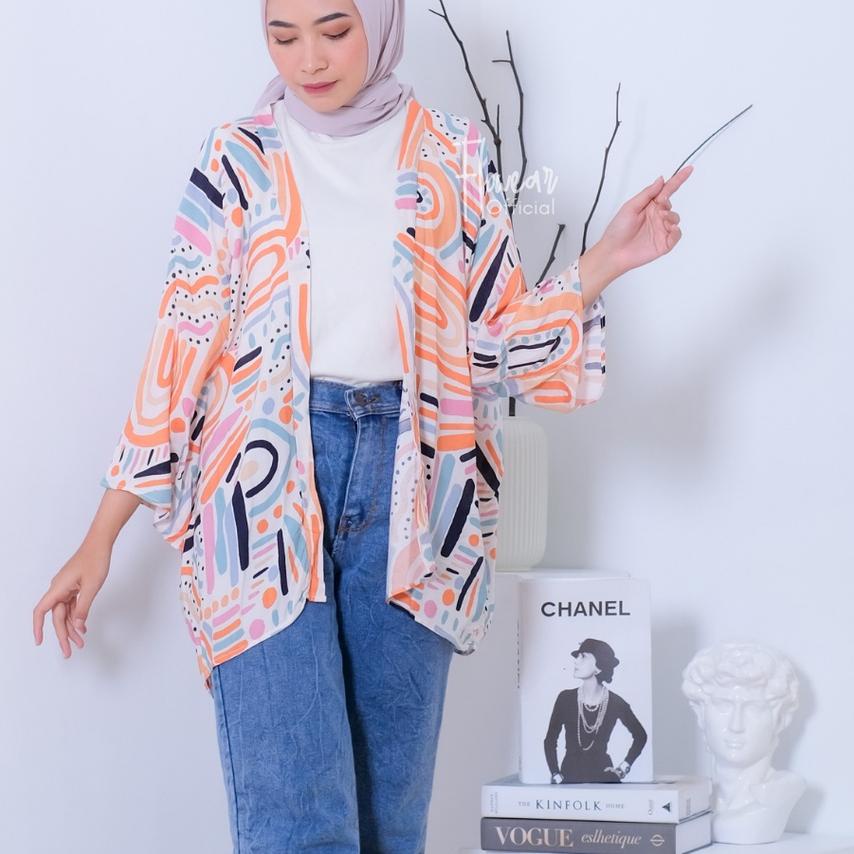 ➣ FLOWEAR Aora Kimono Outer Cheersful Series | Cardigan Jumbo Wanita ♢