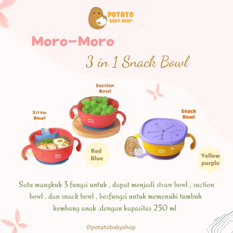 Moro - Moro 3in1 Snack Bowl 250 ml - Mangkuk Anak