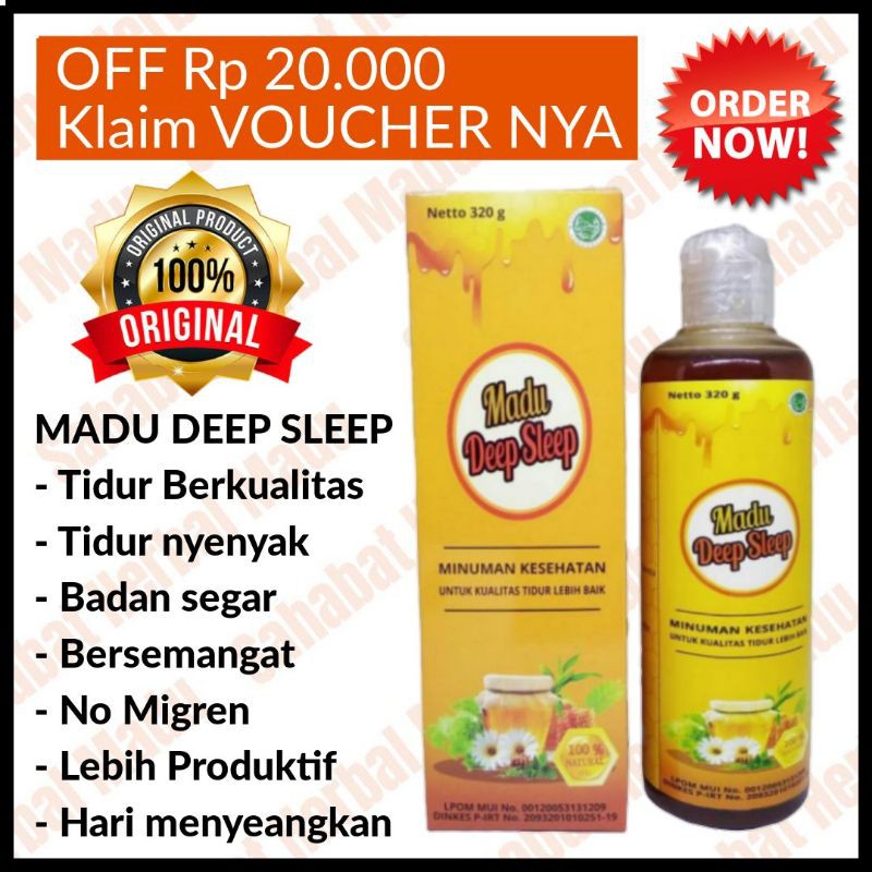 Obat tidur lelap cair MADU DEEP SLEEP Original promo, Herbal untuk Susah tidur insomnia pria wanita.
