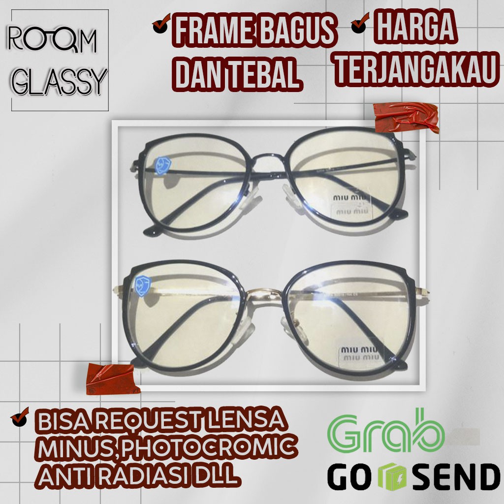 frame kacamata wanita MIUMIU sudah termasuk lensa anti radiasi request normal/minus 036
