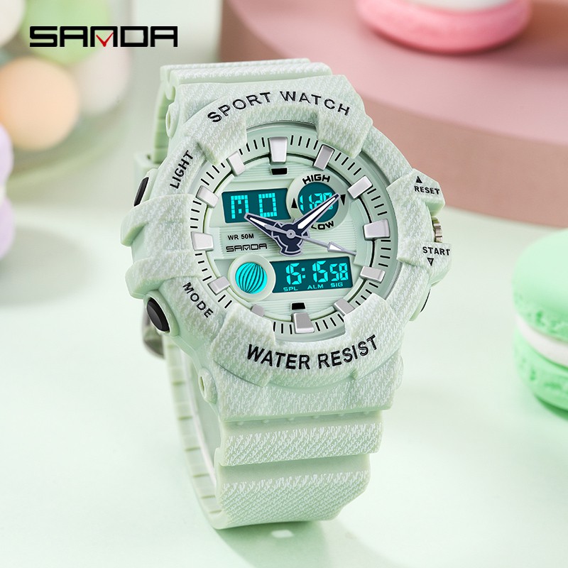 SANDA 3038 Jam Tangan Pria Wanita Digital Analog Tali Rubber Anti Air WATCHKITE WKOS