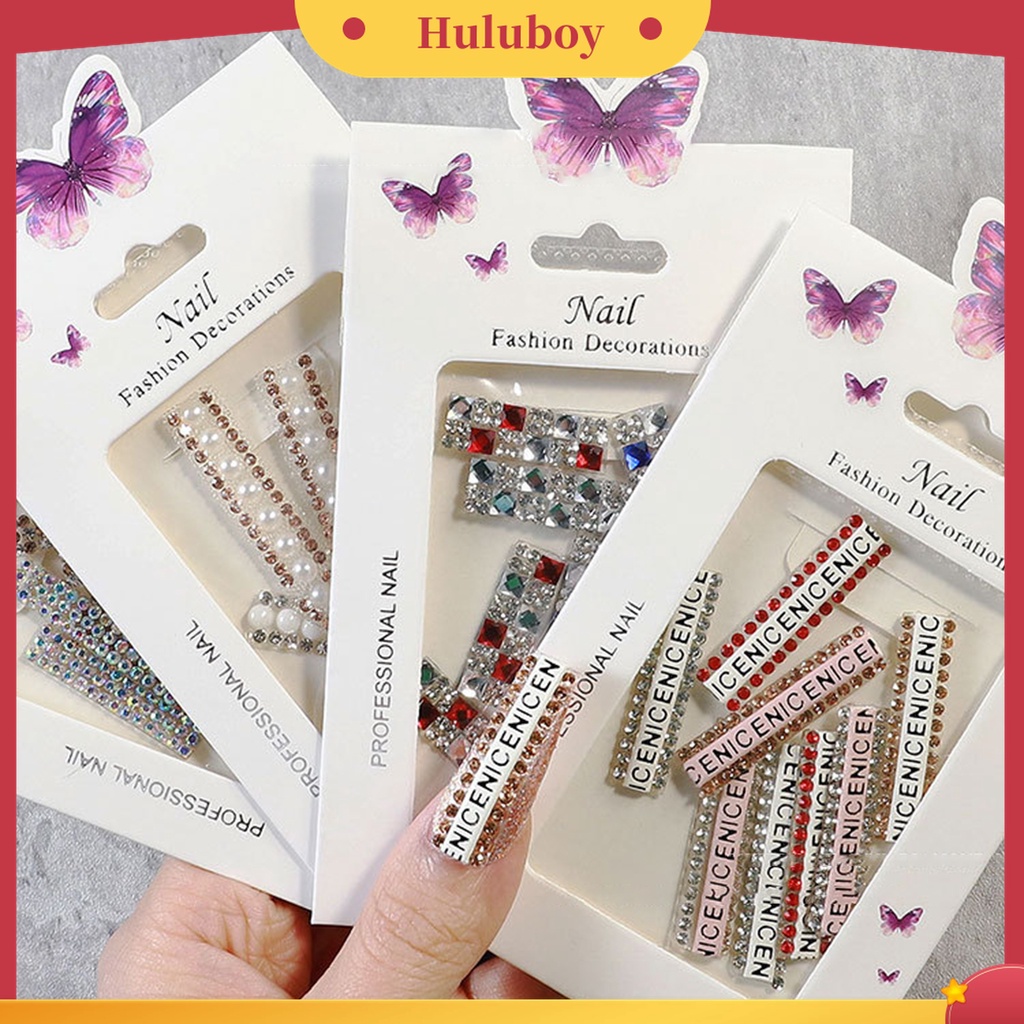 Huluboy Huluboy♡ 1 Set Tape Perekat Kuku 3D Tahan Lama Untuk Wanita