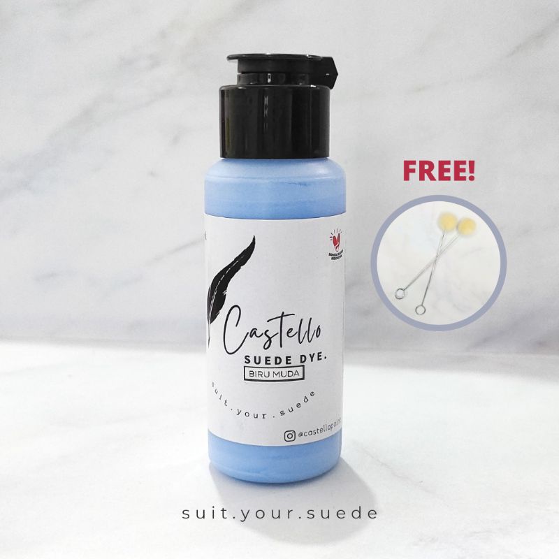 Castello suede dye BIRU MUDA tas sepatu suede nubuck kanvas