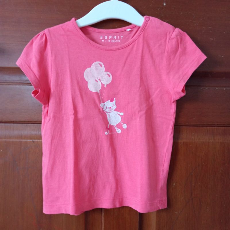 Esprit pink cat tshirt 18m preloved