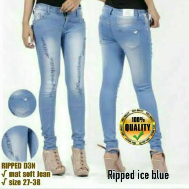 Celana jeans sobek wanita - skinny jeans sobek cew - jeans slimfit cew