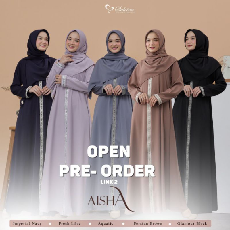 SALVINA// AISHA DRESS BY SALVINA HIJAB ORIGINAL CANTIK (Abaya Raya Premium Gamis Aksen Renda)