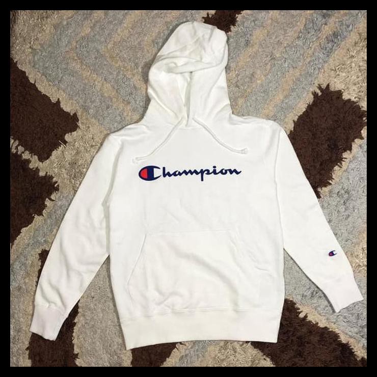 Ina Hoodie sweater Champion White Putih Original Full tag complete label - Putih, M TERPERCAYA Kode