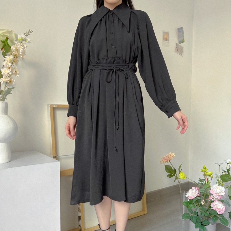 KANON - Heidy Multi-Way Shirt Dress - Dress kemeja midi desain unik korean look