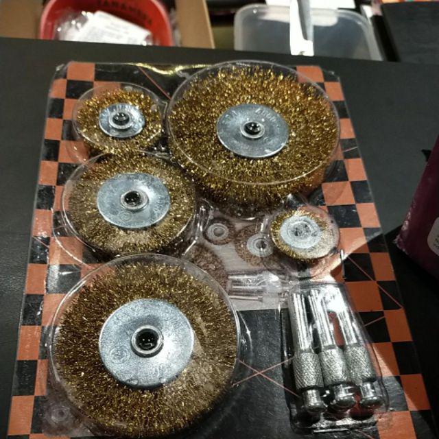 5pc Wheel Wire Brush. Sikat Piringan Kuningan .sikat Bor Sikat Kuningan