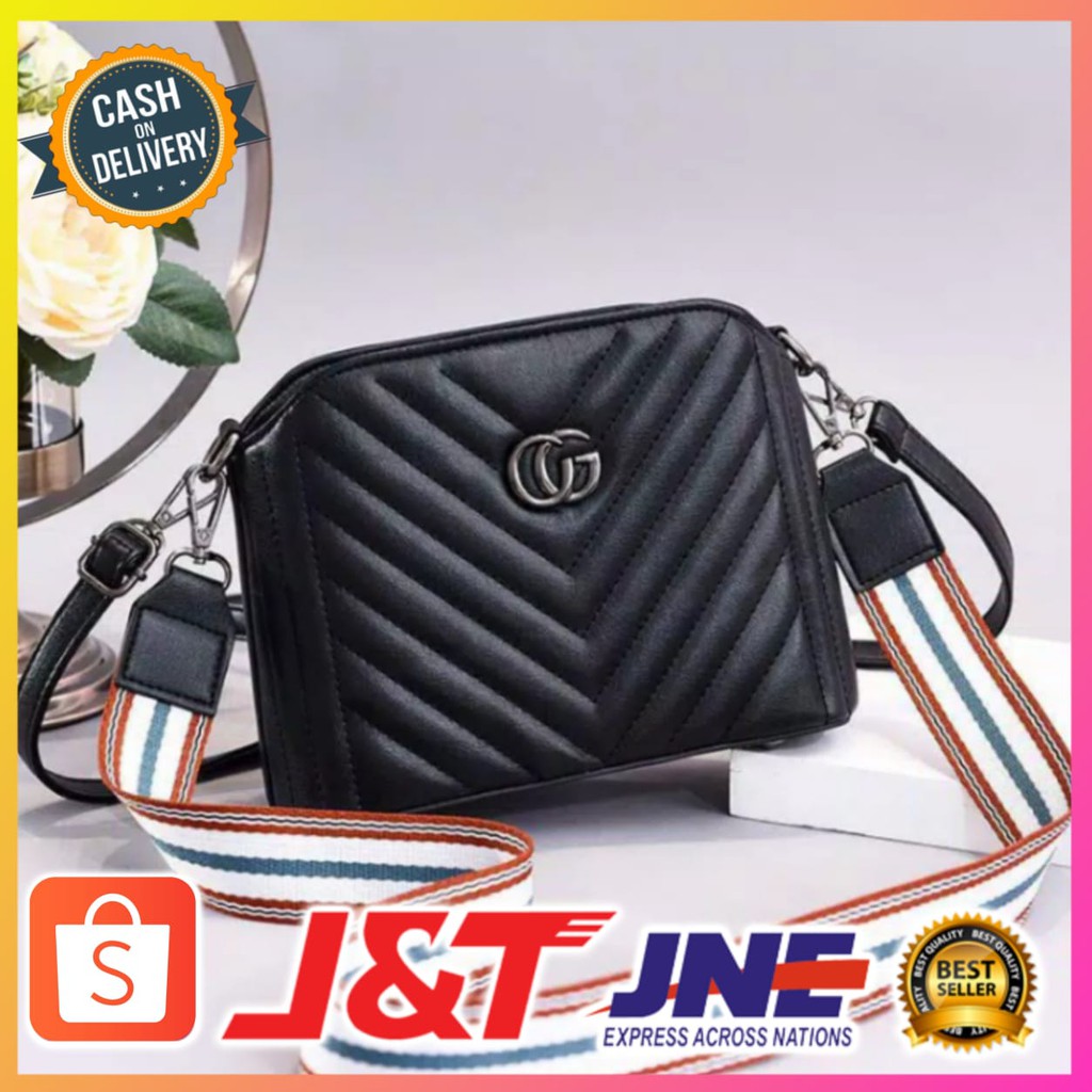 TAS WANITA SELEMPANG BLACK CG FASHION/TAS WANITA IMPORT/TAS SELEMPANG KOREAN STYLE#100214