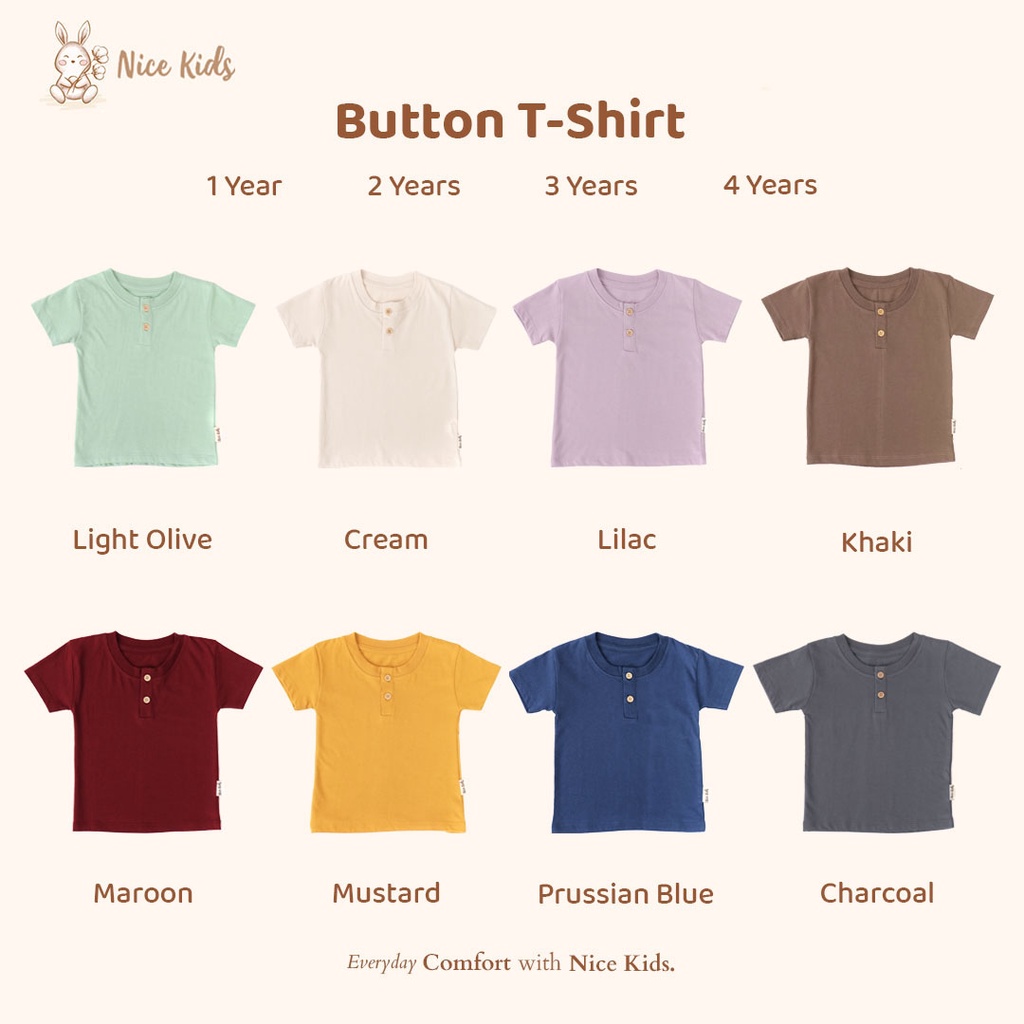 Nice Kids - Button T-Shirt Unisex (1-4 Tahun)