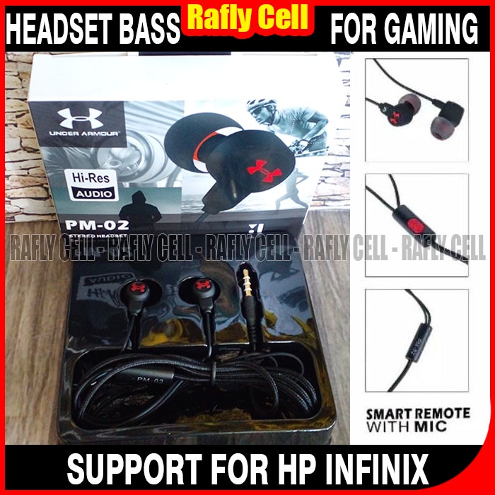 Earphone PM02 Full Bass Gaming For HP INFINIX HOT 12 12I 11 11S 10 9 8 SMART 6 5 4 HD PLUS PLAY PRO 