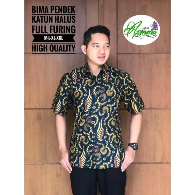 Batik Pria BIMA PENDEK Asli Katun Halus Full Furing Murah