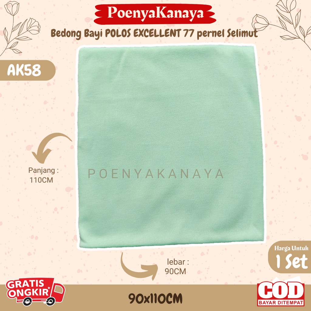 3pcs Bedong Bayi POLOS HBc pernel Selimut SNI 90X110CM AK58