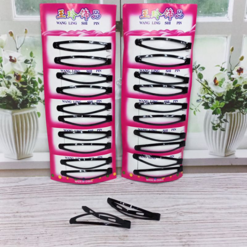 Jepit Rambut Isi 10Pcs Tiptop Hitam Karping 5,5Cm Grosir