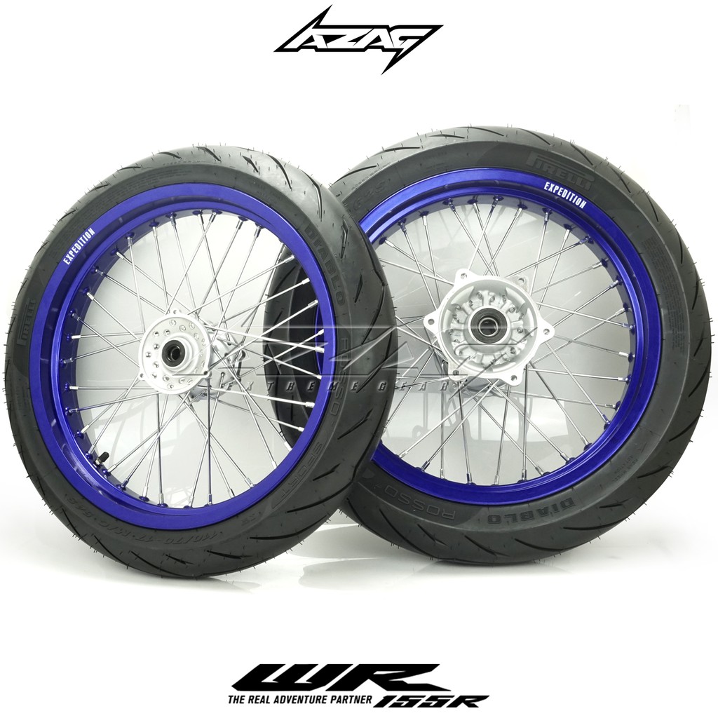 BANSET/BAN SET SUPERMOTO WR155R EXPEDITION BIRU PIRELLI DIABLO ROSSO